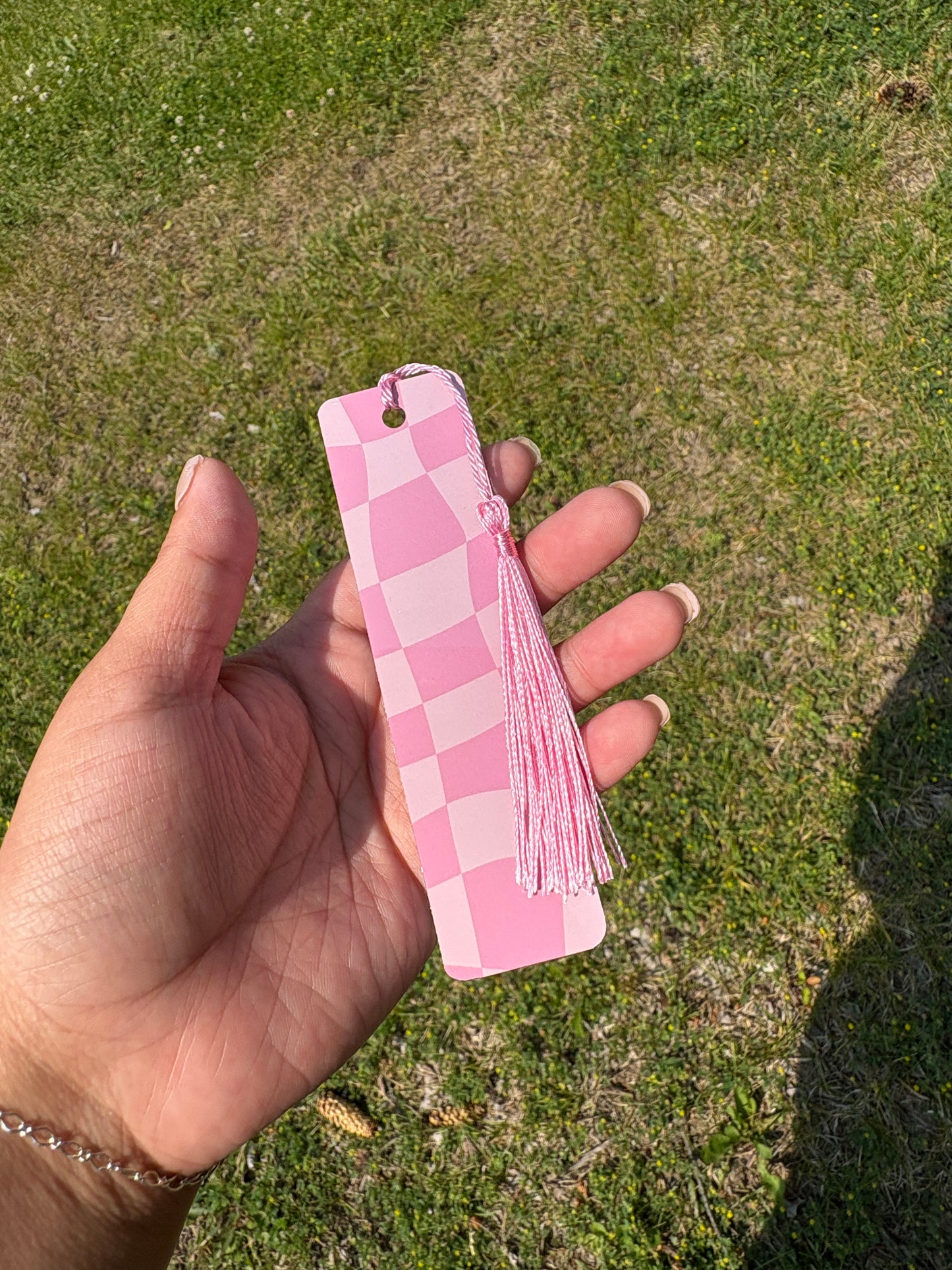 "Pink Pop Check" Aluminum Bookmark